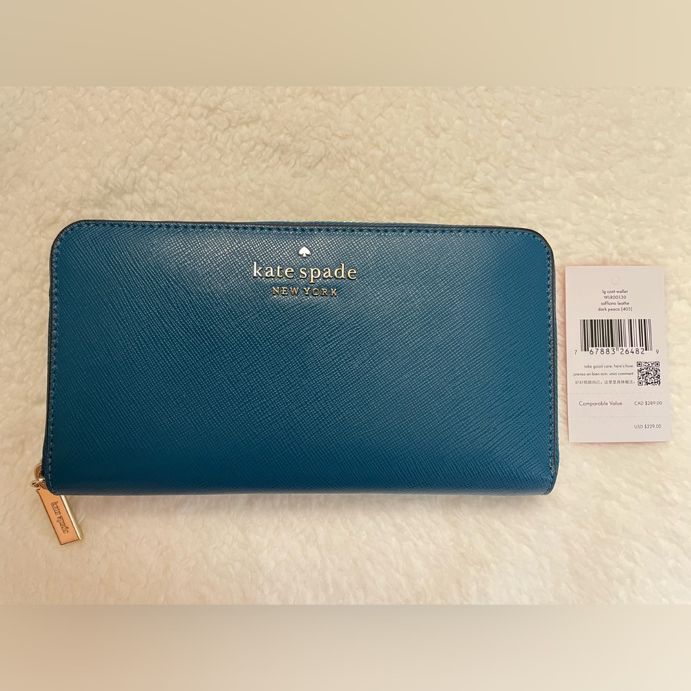 Kate Spade NWT Large Continental Wallet Dark Peacock